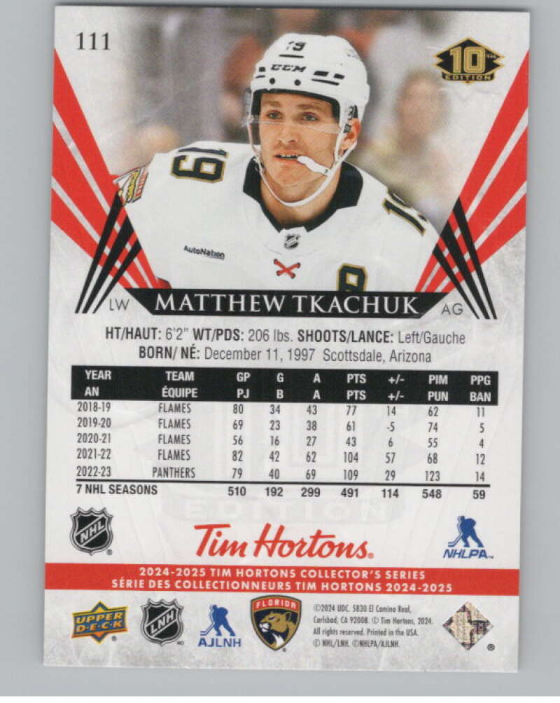 2024-25 Upper Deck Tim Hortons Hockey #111 Matthew Tkachuk Image 2