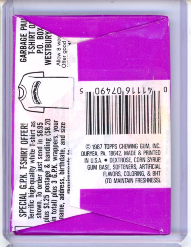 1987 Topps Garbage Pail Kids 7th Series Sealed Vintage Hobby Wax Pack - SPK 83 Image 2