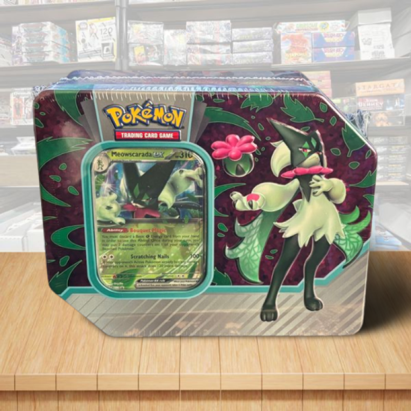 Pokemon TCG: Paldea Partners Tin (Meowscarada EX) Factory Sealed Image 1