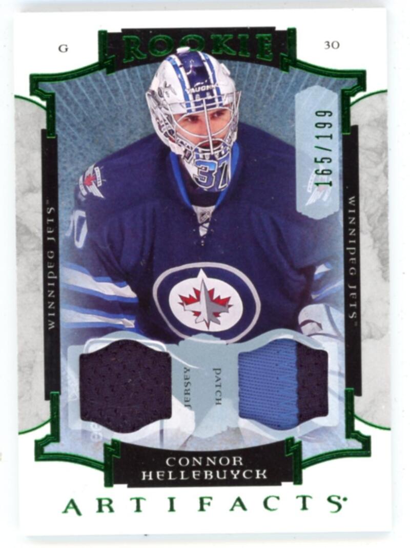 2015-16 Artifacts Jerseys Patch Emerald #177 Connor Hellebuyck Rookie V98794 Image 1