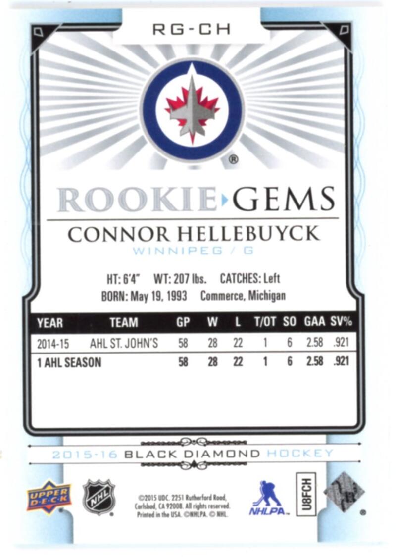 2015-16 Black Diamond Rookie Gems /399 #RGCH Connor Hellebuyck V98796 Image 2