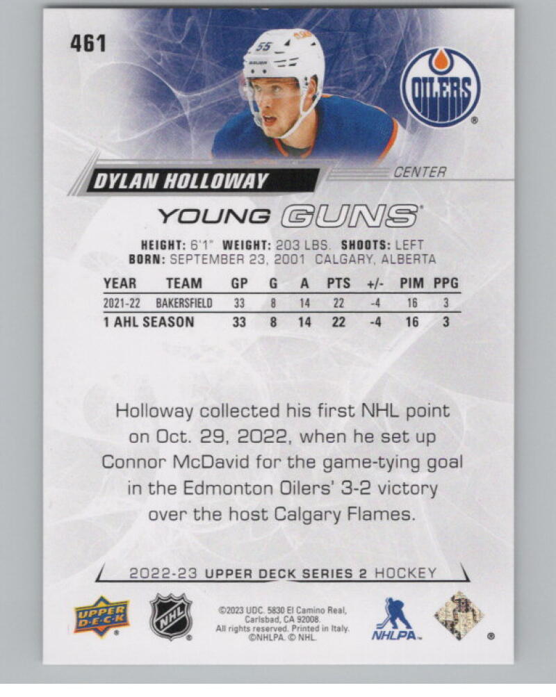 2022-23 Upper Deck #461 Dylan Holloway Young Guns Rookie V98804 Image 2