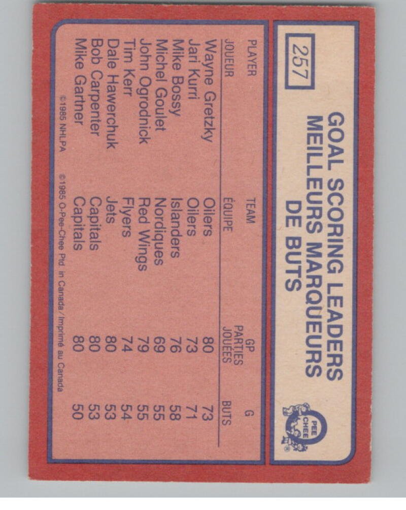 1985-86 O-Pee-Chee #257 Wayne Gretzky LL Oilers V98821 Image 2