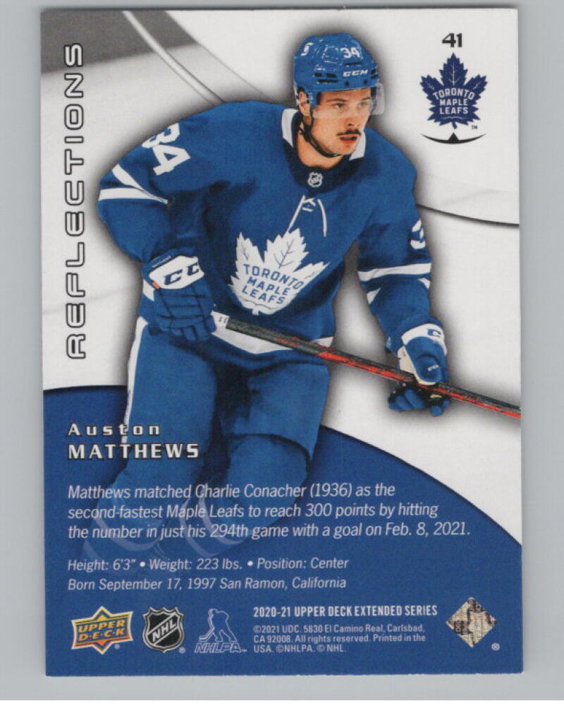 2020-21 Upper Deck Triple Dimensions Reflections #41 Auston Matthews V98836 Image 2