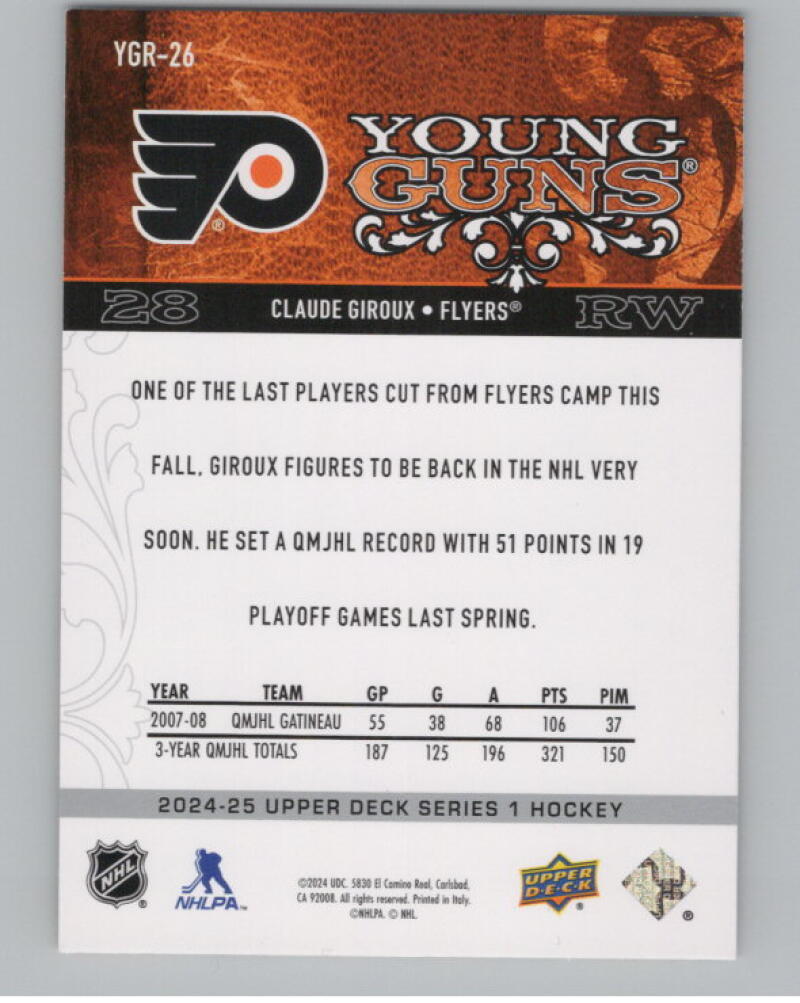 2024-25 Upper Deck Young Guns Renewed #YGR26 Claude Giroux V98846 Image 2