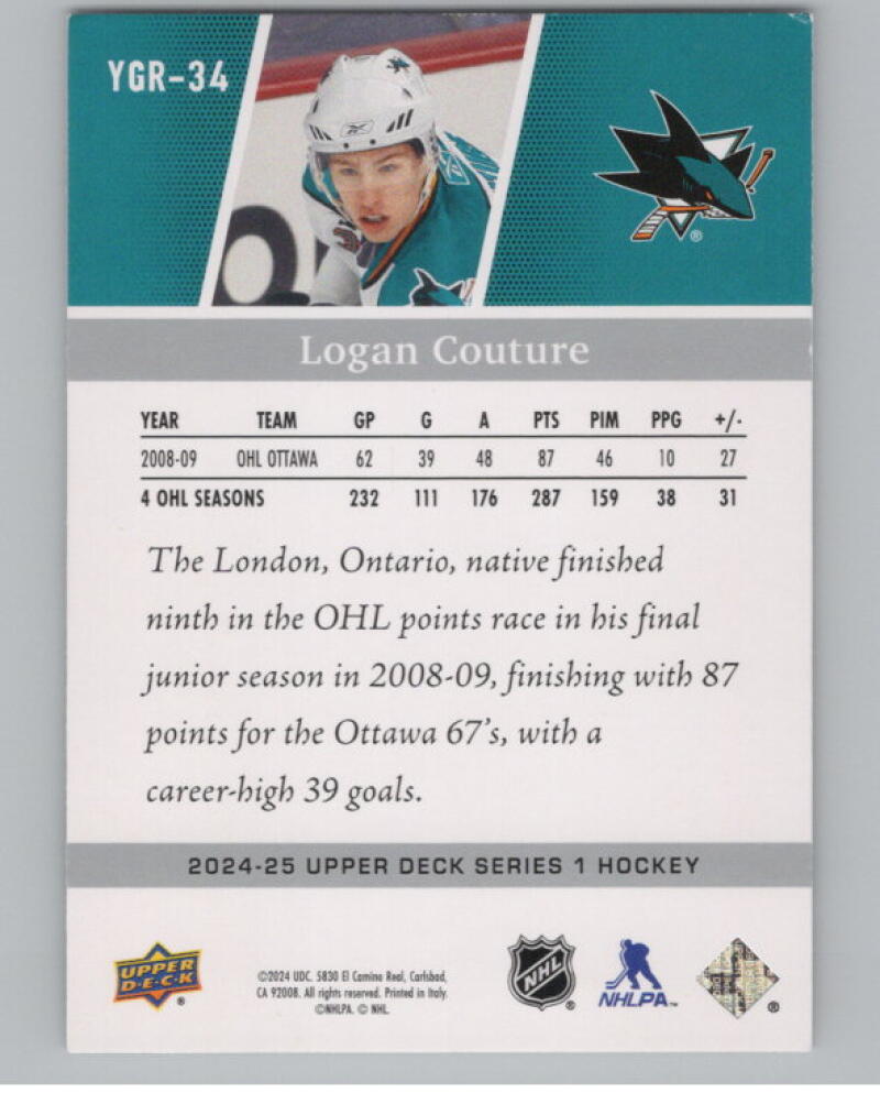 2024-25 Upper Deck Young Guns Renewed #YGR34 Logan Couture V98848 Image 2