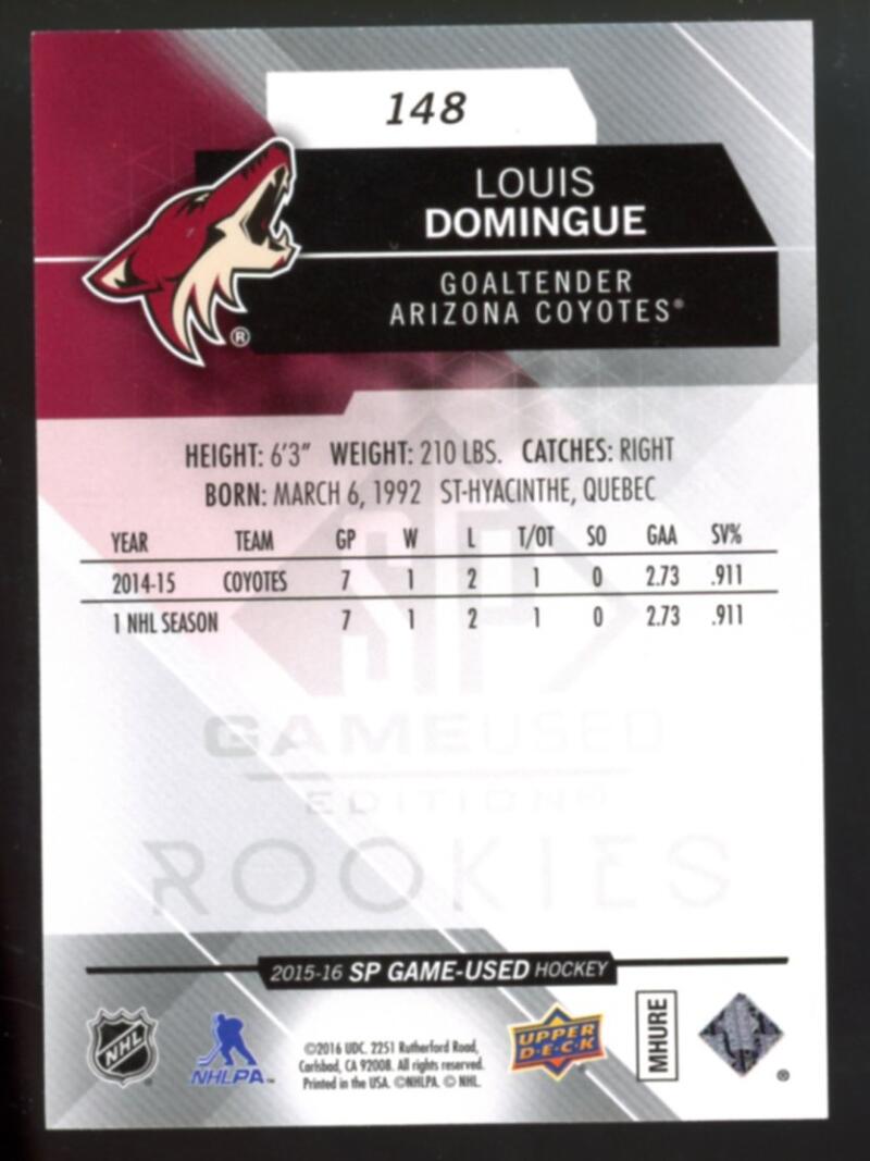 2015-16 SP Game Used #148 Louis Domingue 15/35 RC Rookie V98855 Image 2