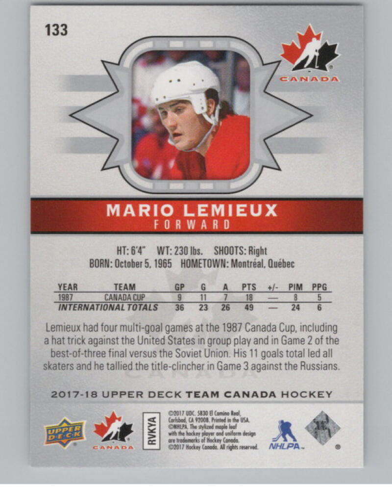 2017-18 Upper Deck Team Canada #133 Mario Lemieux SP V98861 Image 2