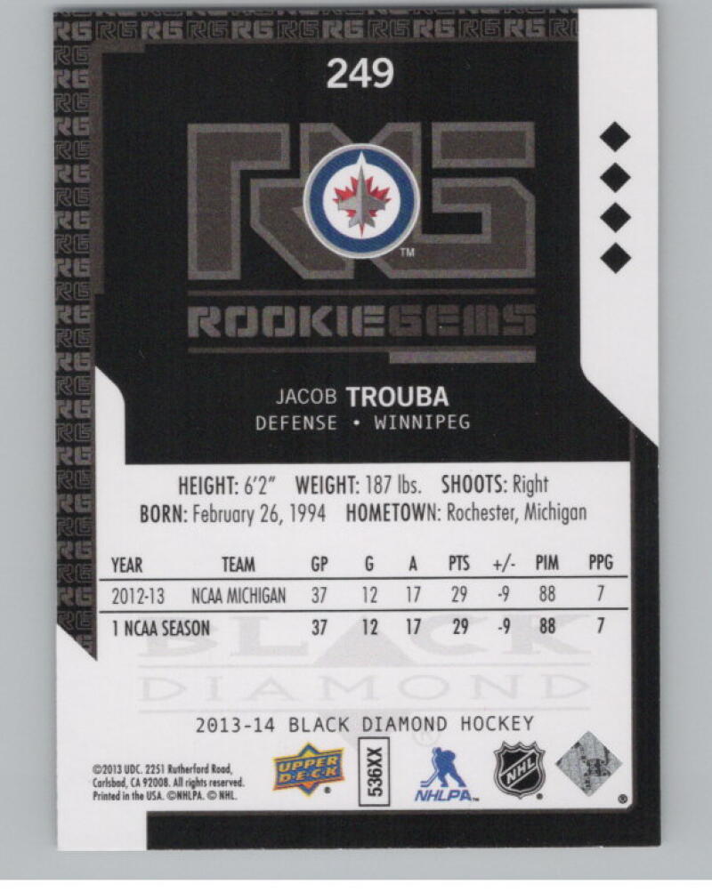 2013-14 Upper Deck Black Diamond #249 Jacob Trouba RC Rookie V98862 Image 2