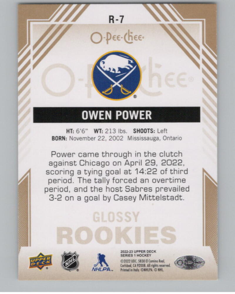 2022-23 Upper Deck O-Pee-Chee Glossy Bronze #R7 Owen Power Rookie V98865 Image 2