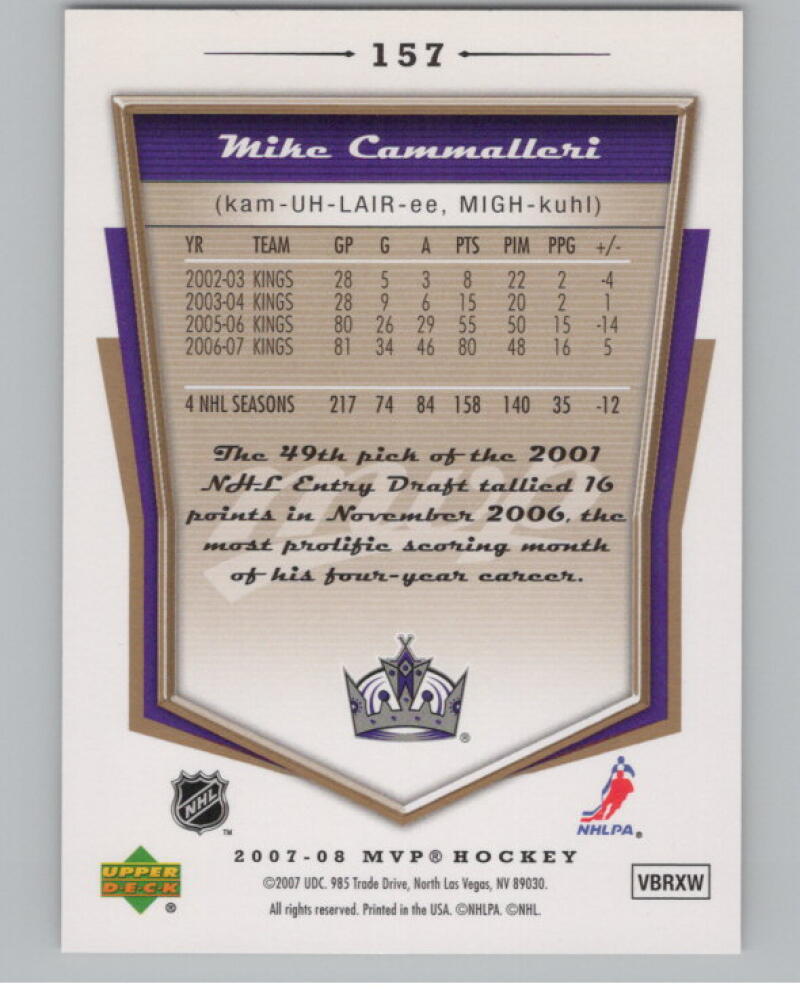 2007-08 Upper Deck MVP Gold Script 100/100 #157 Mike Cammalleri V98866 Image 2
