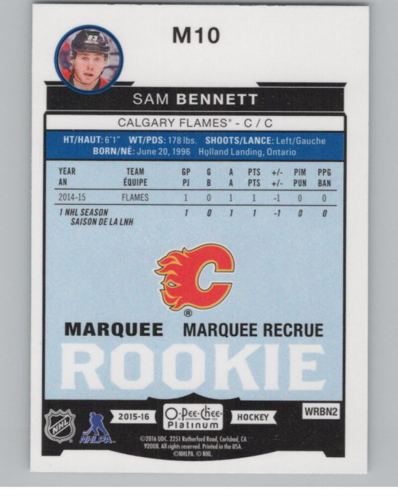 2015-16 O-Pee-Chee Platinum Marquee Rookies #M10 Sam Bennett RC V98871 Image 2