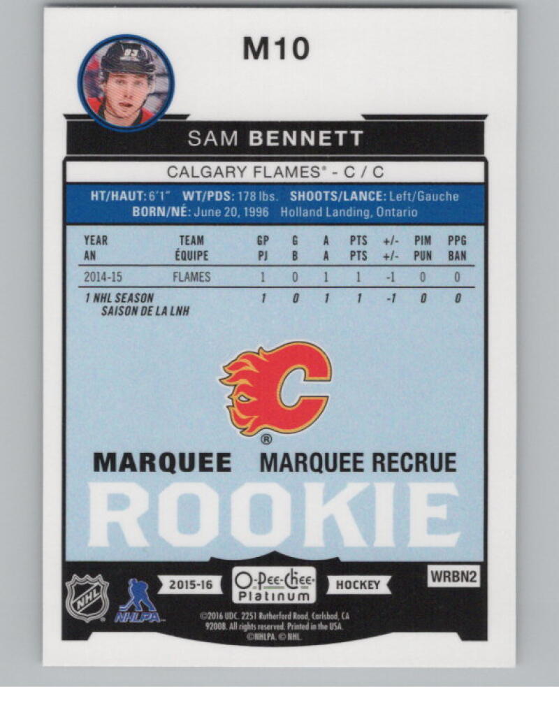 2015-16 O-Pee-Chee Platinum Marquee Rookies #M10 Sam Bennett RC V98872 Image 2