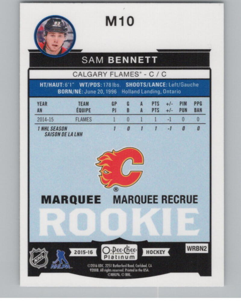 2015-16 O-Pee-Chee Platinum Marquee Rookies #M10 Sam Bennett RC V98873 Image 2