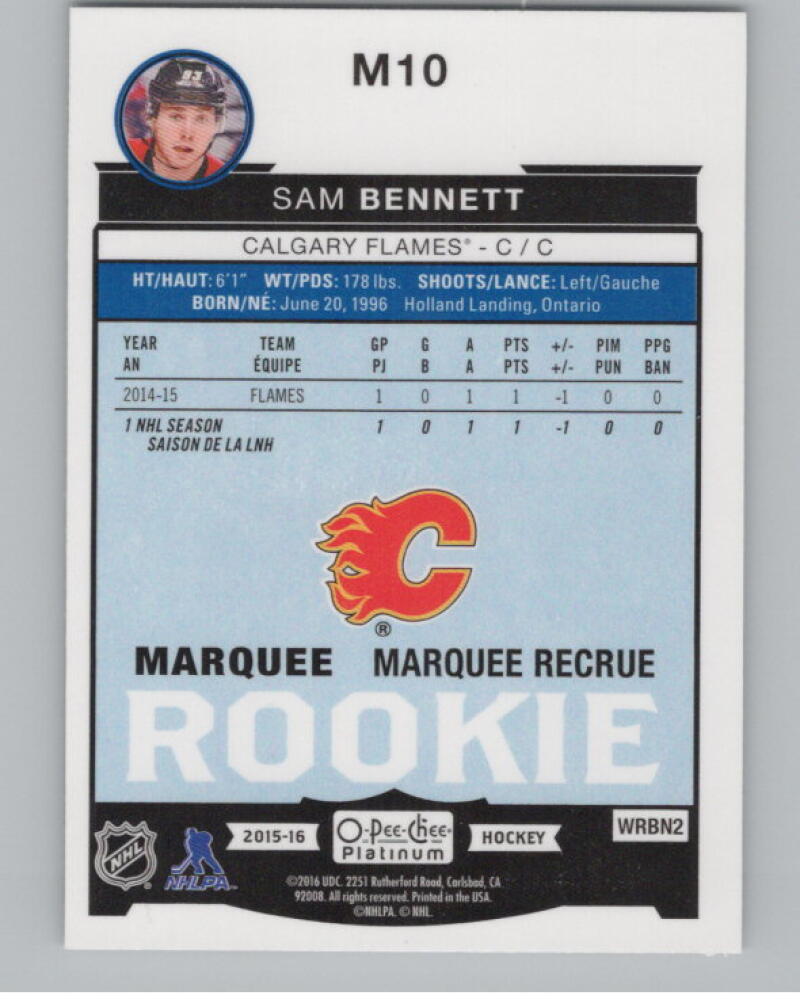 2015-16 O-Pee-Chee Platinum Marquee Rookies #M10 Sam Bennett RC V98874 Image 2