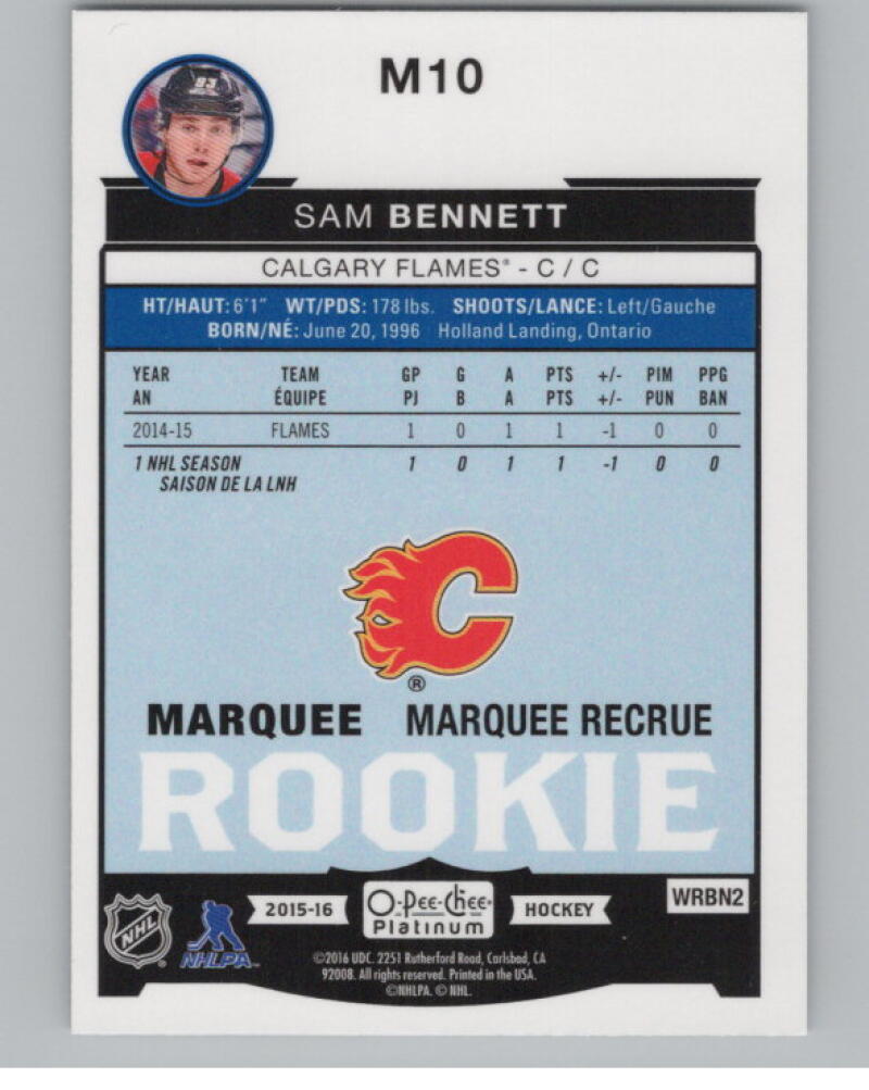 2015-16 O-Pee-Chee Platinum Marquee Rookies #M10 Sam Bennett RC V98875 Image 2