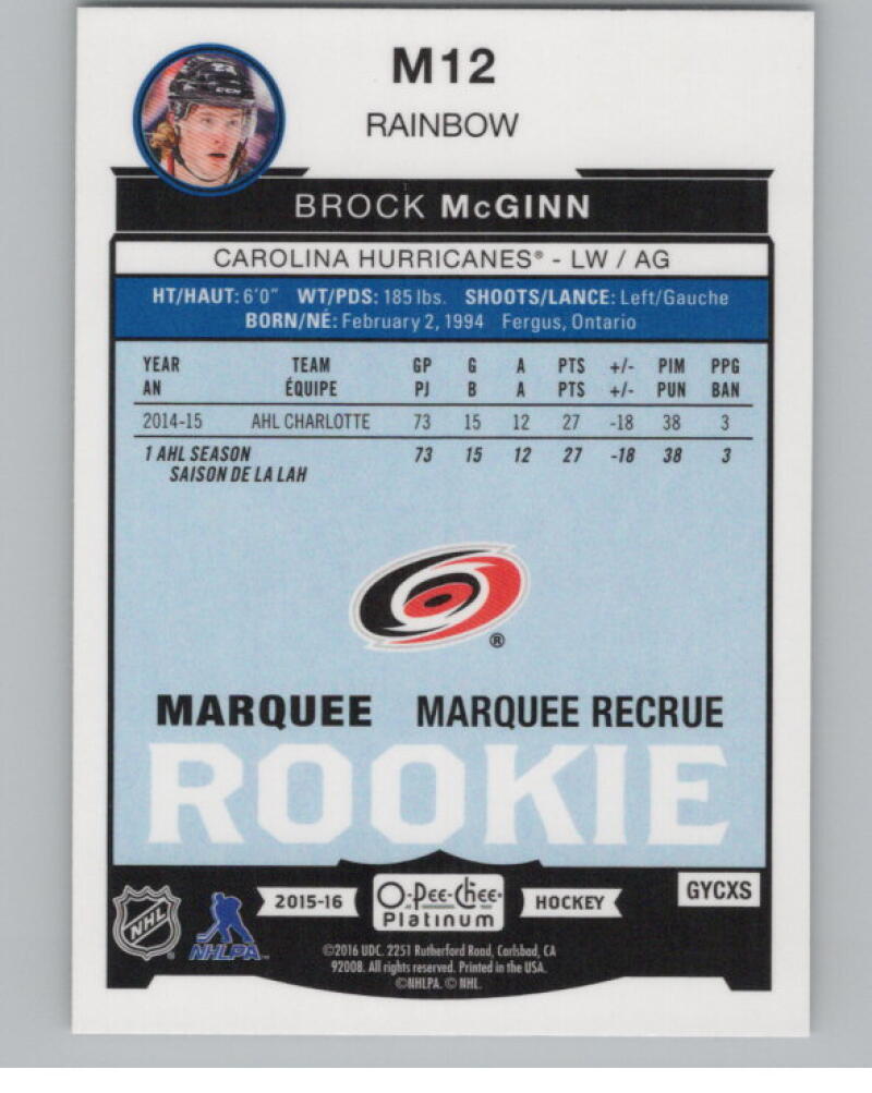 2015-16 O-Pee-Chee Platinum Marquee Rookies #M12 Brock McGinnt RC V98877 Image 2