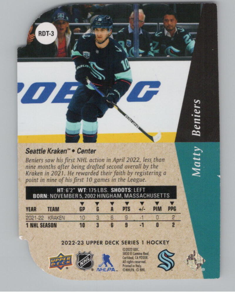 2022-23 Upper Deck '94-95 Rookie Die Cuts Red #RDT3 Matty Beniers Rookie RC V98885 Image 2