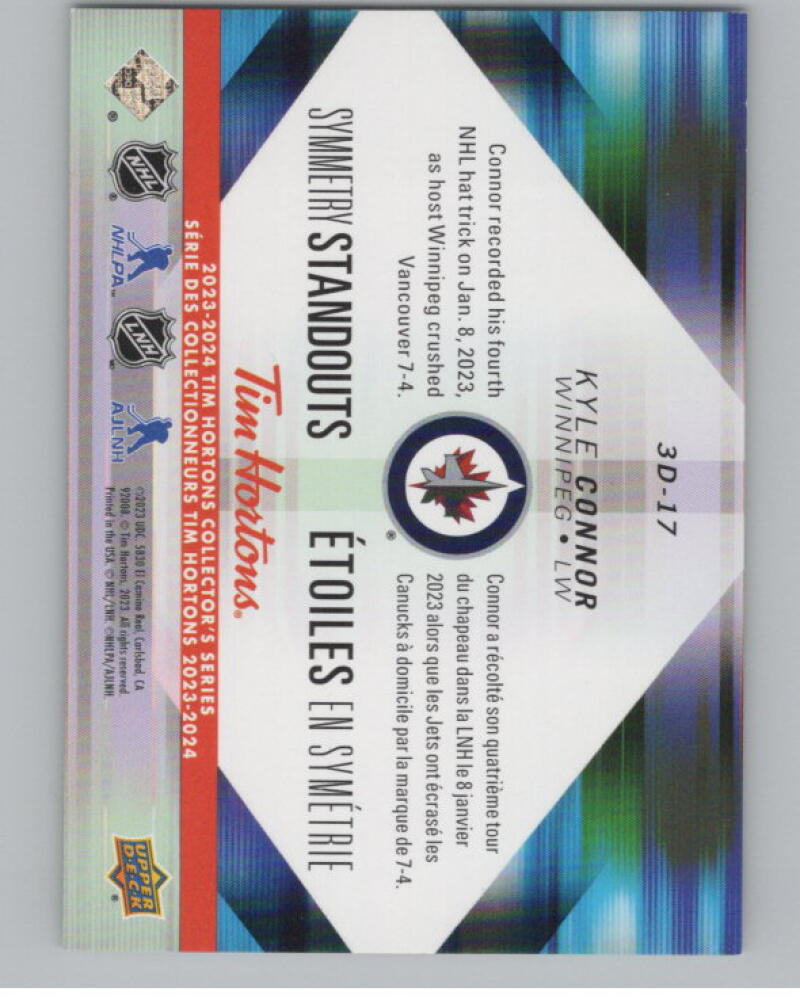 2023-24 Upper Deck Tim Hortons Symmetry Standout #3D17 Kyle Connor V98909 Image 2