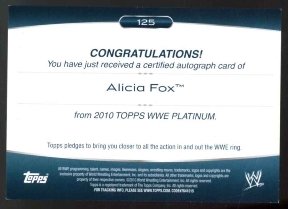 2010 Topps Platinum WWE Autographs #125 Alicia Fox Auto V98916 Image 2