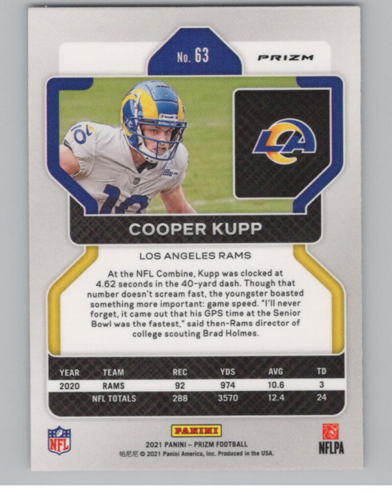 2021 Panini Prizm Prizms Red White and Blue #63 Cooper Kupp Football V98961 Image 2