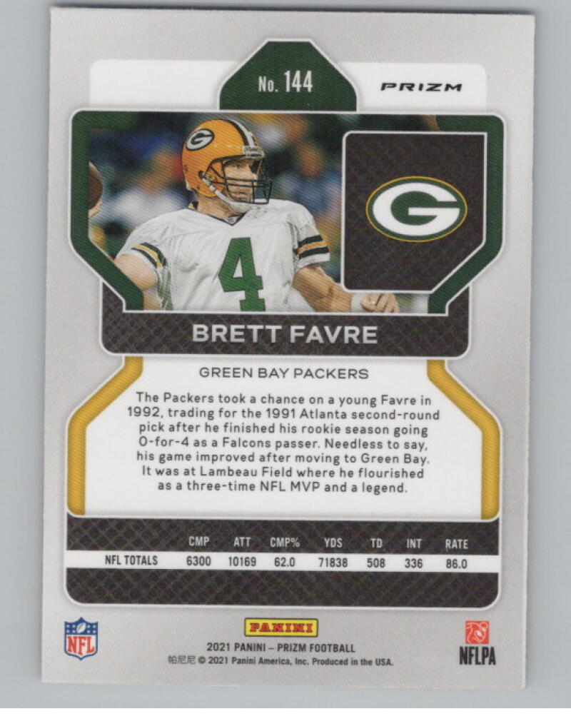 2021 Panini Prizm Prizms Red White and Blue #144 Brett Favre Football V98962 Image 2
