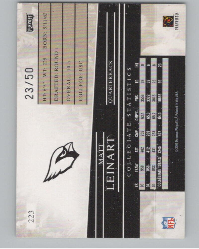 2006 Playoff Prestige Xtra Points Green Matt Leinart 23/50 RC Rookie Football V98968 Image 2