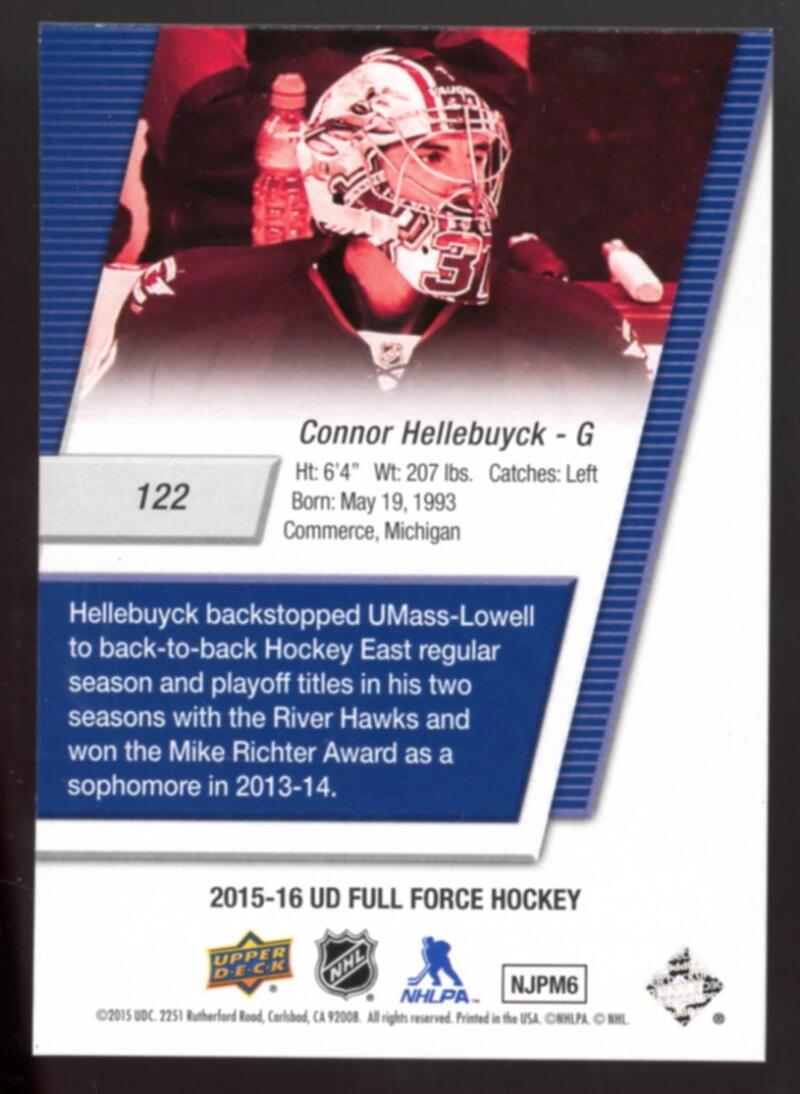 2015-16 Upper Deck Full Force #122 Connor Hellebuyck RC Rookie V98973 Image 2