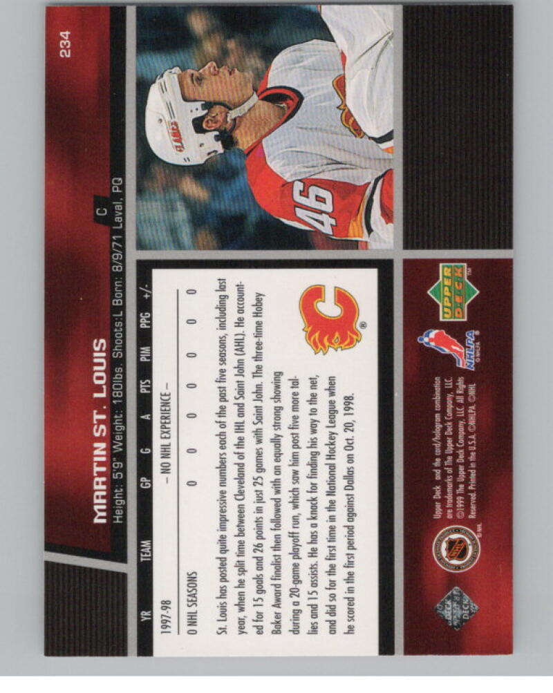 1998-99 Upper Deck #234 Martin St. Louis RC Rookie V98981 Image 2