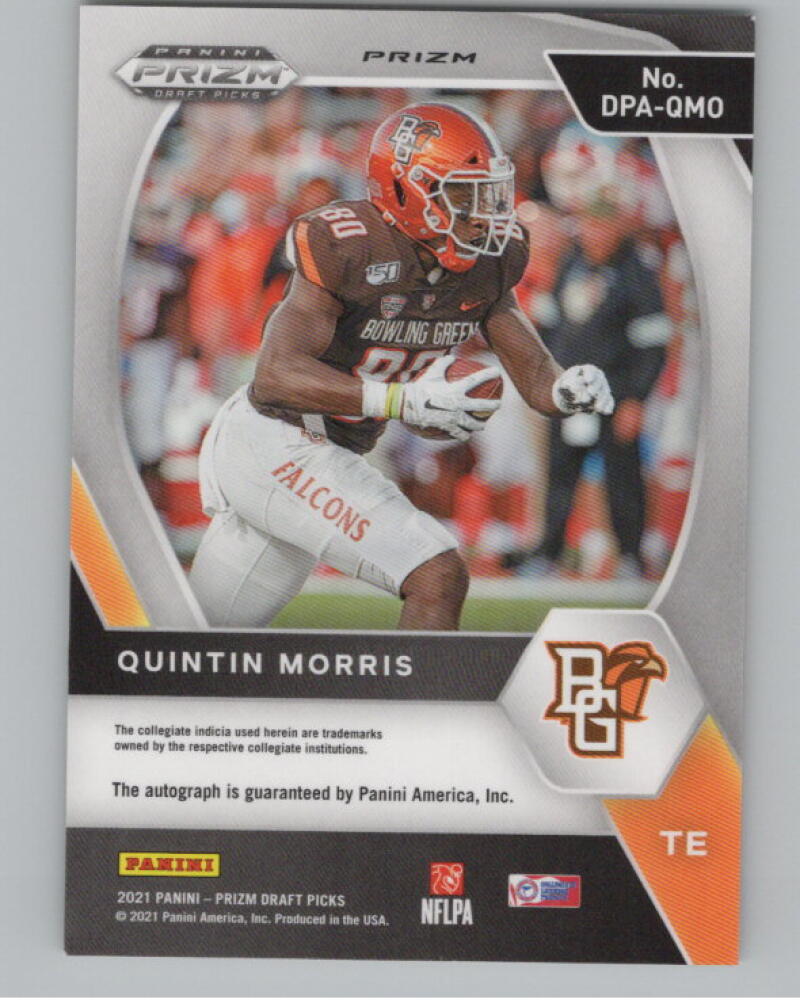 2021 Prizm Draft Picks Autographs Prizms Gold Ice Quintin Morris V98992 Image 2