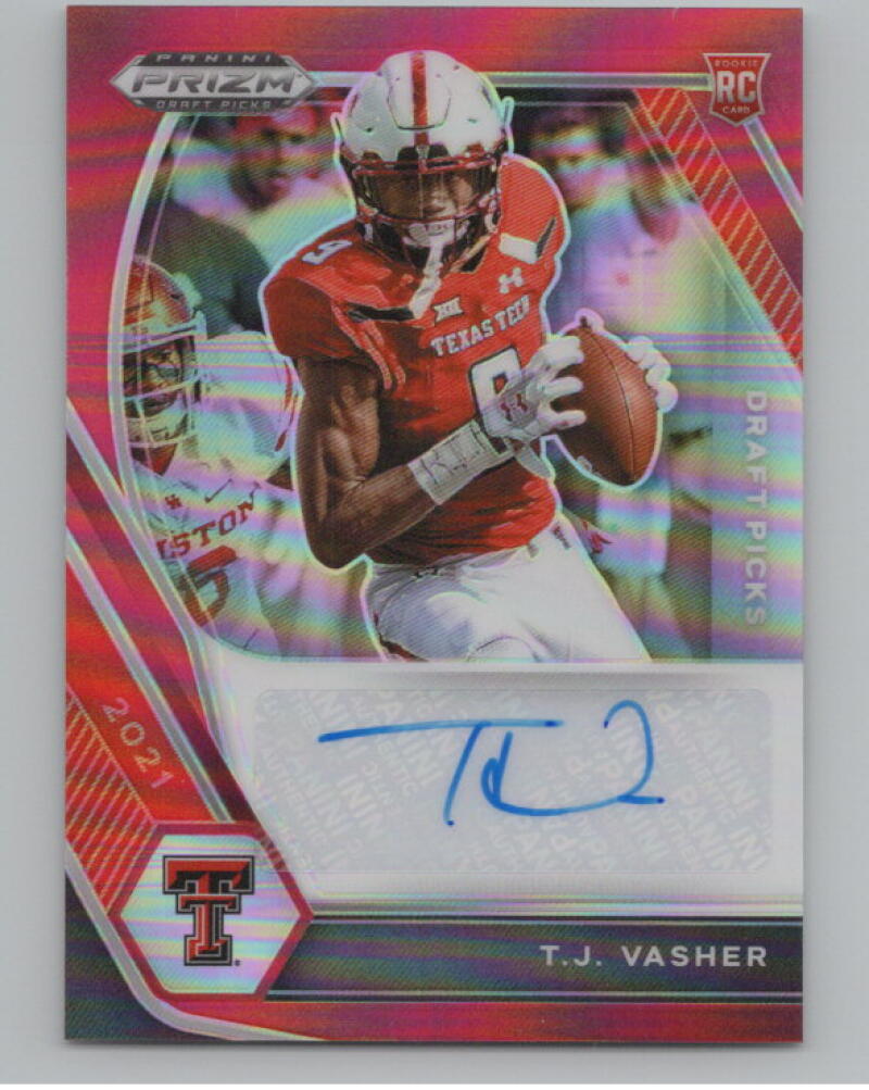 2021 Panini Prizm Draft Picks Autographs Prizms Red 79/199 T.J. Vasher V98995 Image 1