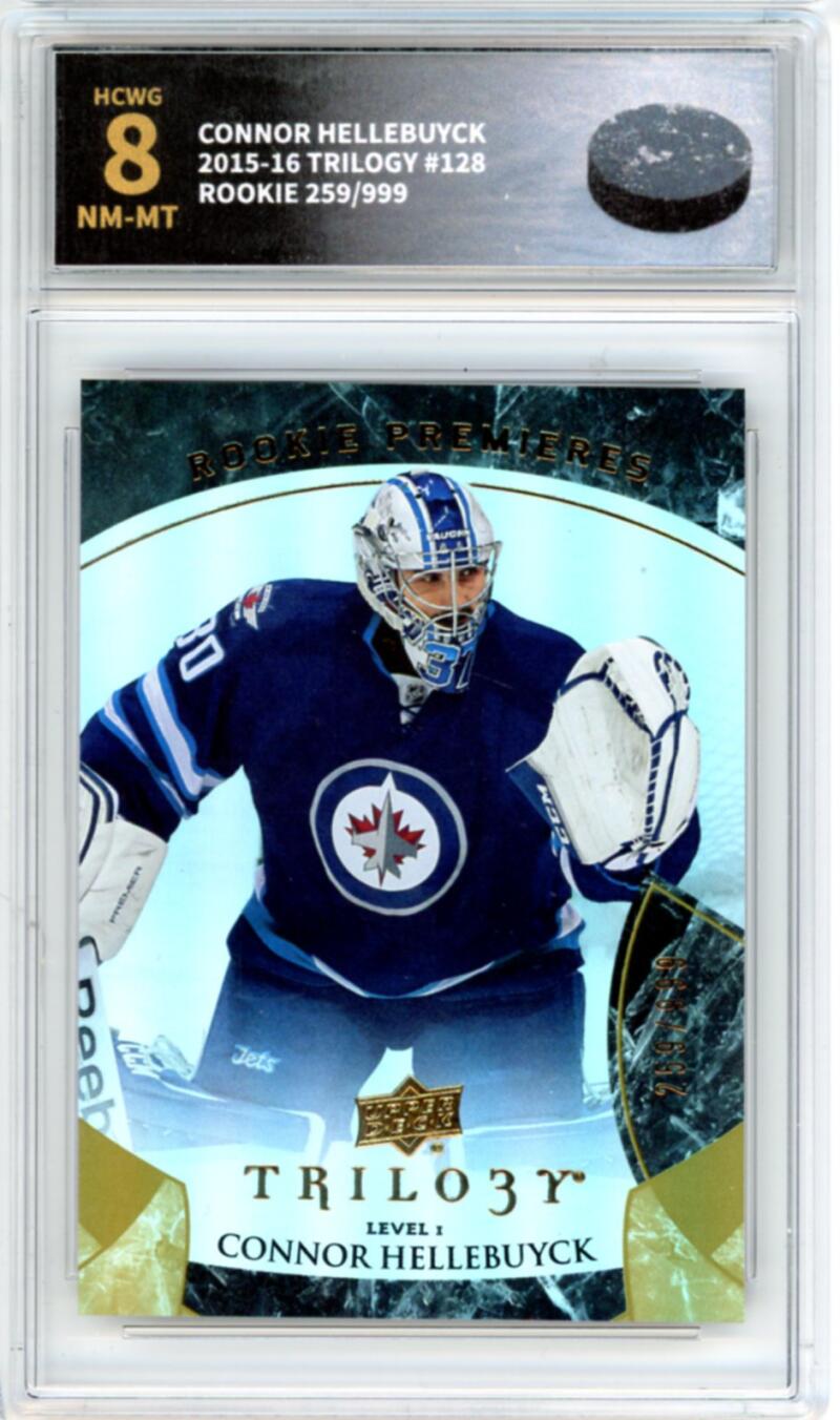 2015-16 Upper Deck Trilogy #128 Connor Hellebuyck RC Rookie - Graded HCWG 8 Image 1