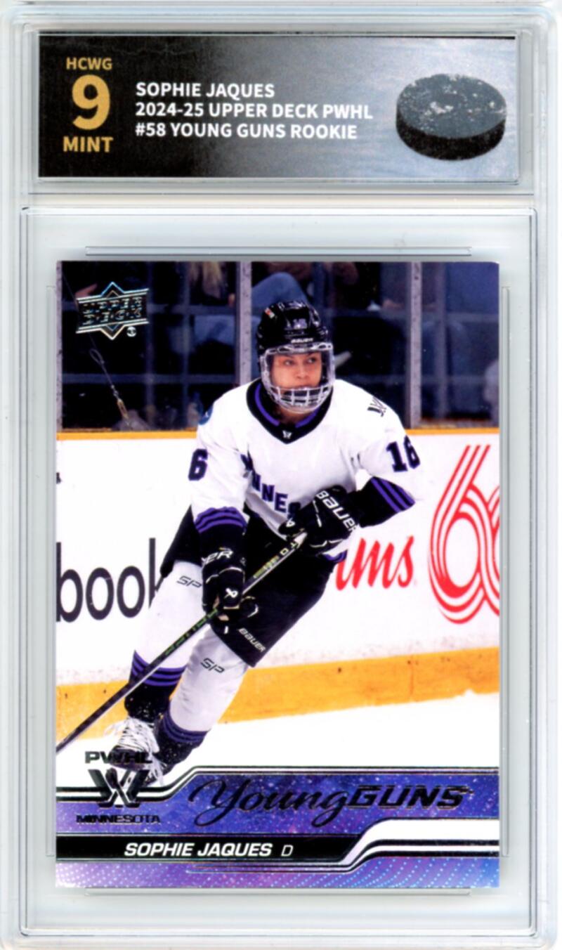 2024-25 Upper Deck PWHL #58 Sophie Jaques Young Guns RC Rookie - Graded HCWG 9 Image 1