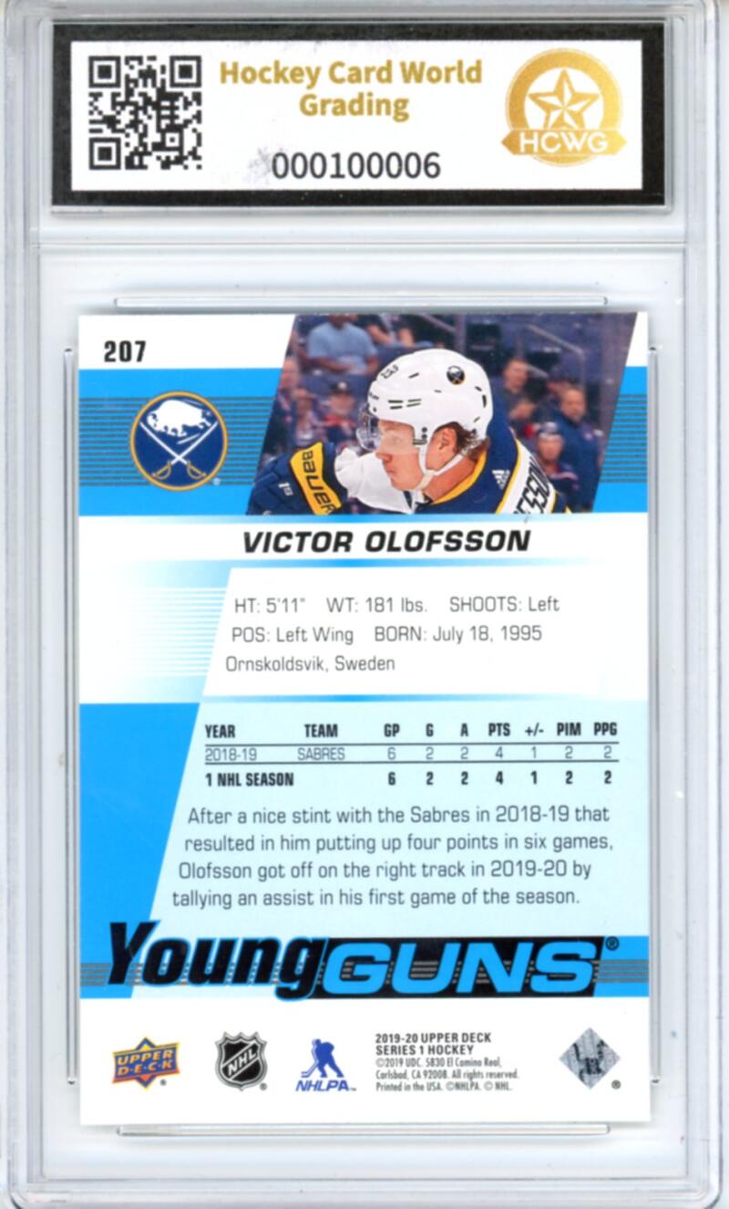 2019-20 Upper Deck #207 Victor Olofsson Young Guns RC Rookie - Graded HCWG 9 Image 2