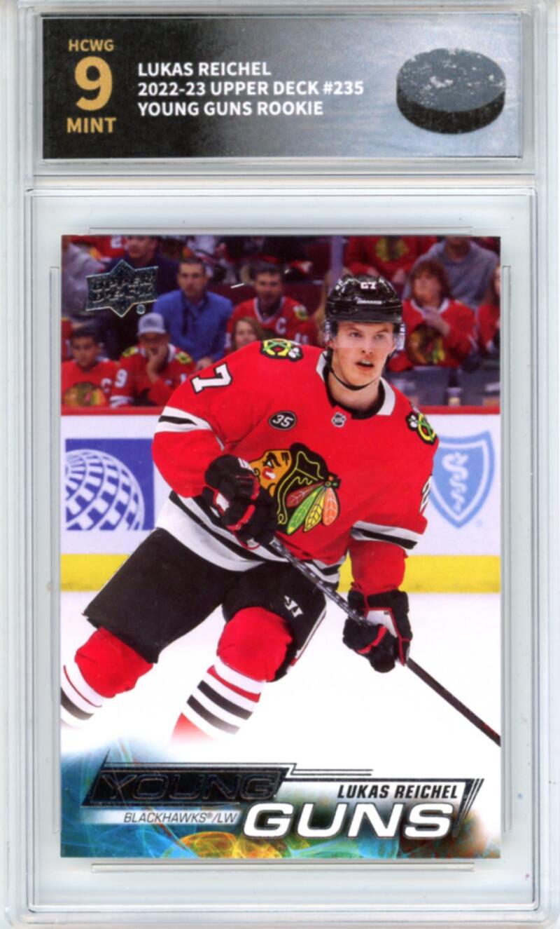 2022-23 Upper Deck #235 Lukas Reichel Young Guns RC - Graded HCWG 9 Image 1
