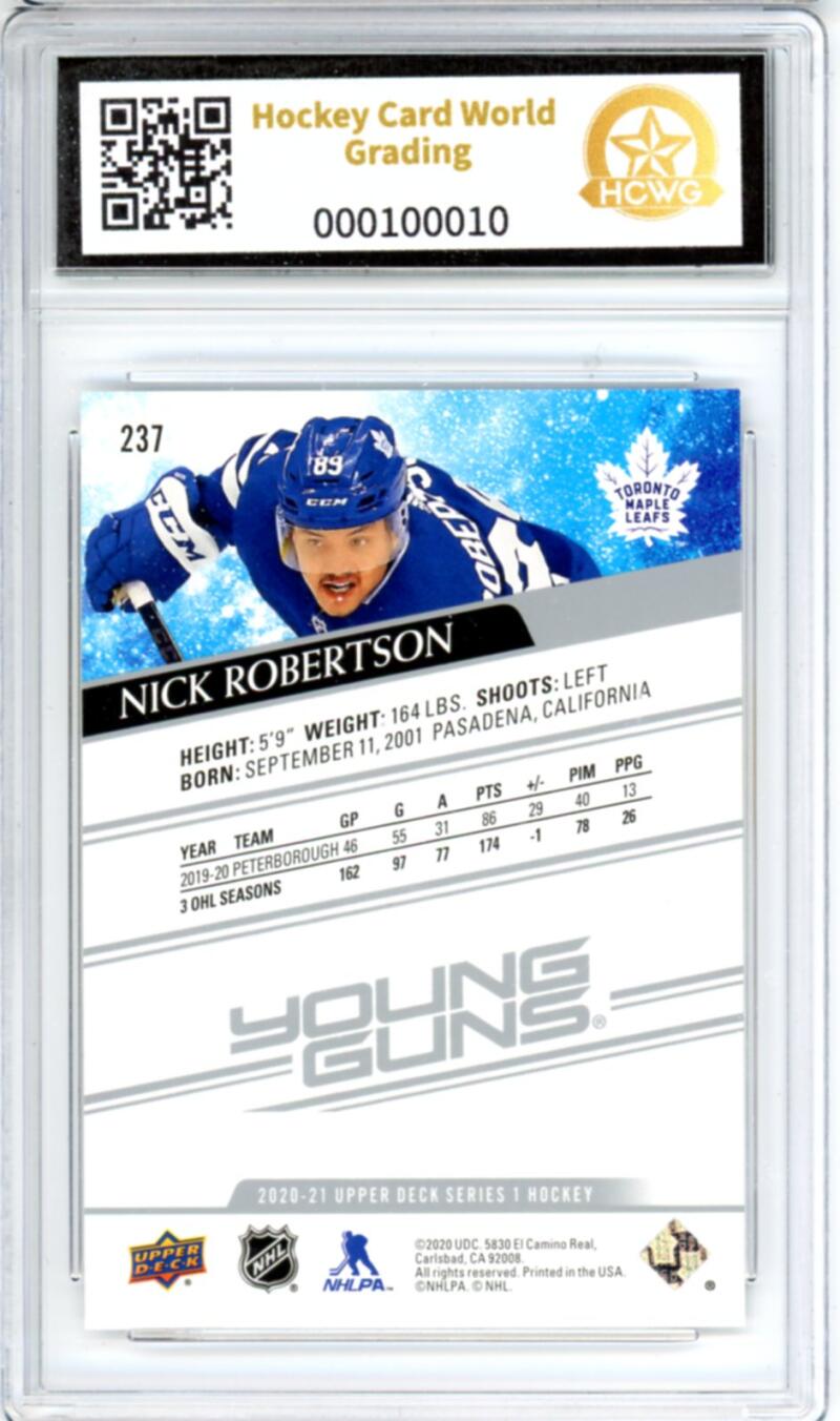 2020-21 Upper Deck #237 Nick Robertson Young Guns RC - Graded HCWG 10 Image 2