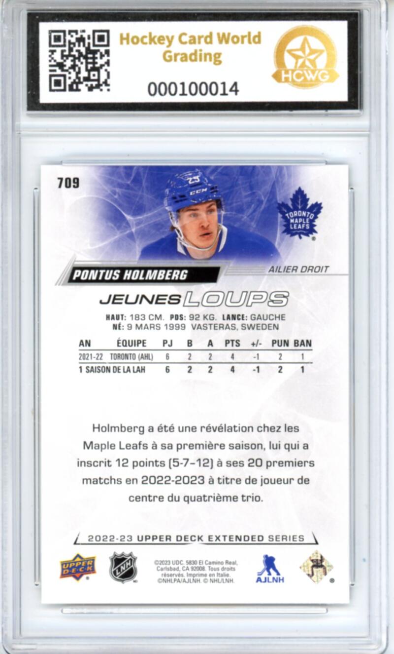 2022-23 Upper Deck French #709 Pontus Holmberg Young Guns RC - Graded HCWG 9 Image 2