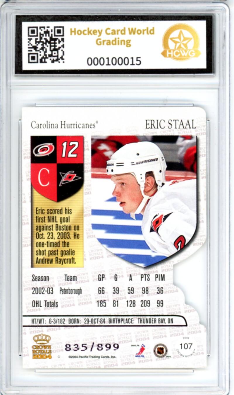 2003-04 Crown Royale Retail #107 Eric Staal 835/899 Rookie RC - Graded HCWG 9 Image 2