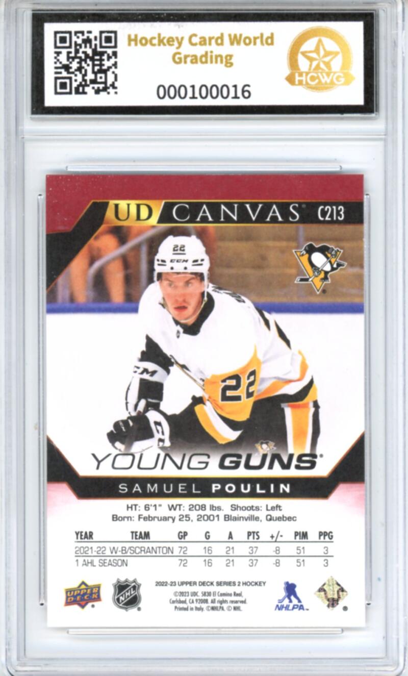 2022-23 Upper Deck UD Canvas #C213 Samuel Poulin Young Guns RC - HCWG 10 Image 2