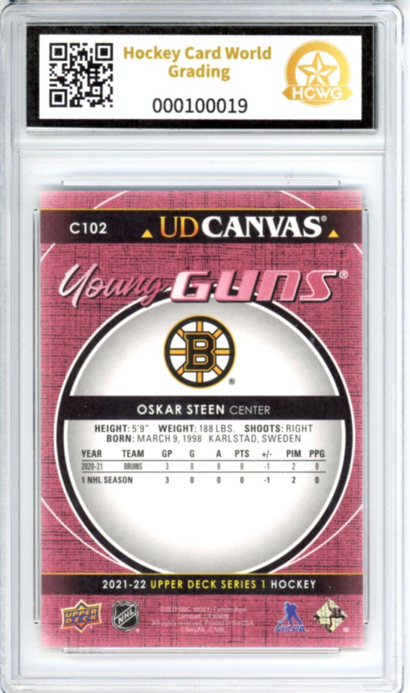 2021-22 Upper Deck Canvas #C102 Oskar Steen Young Guns RC - Graded HCWG 9 Image 2