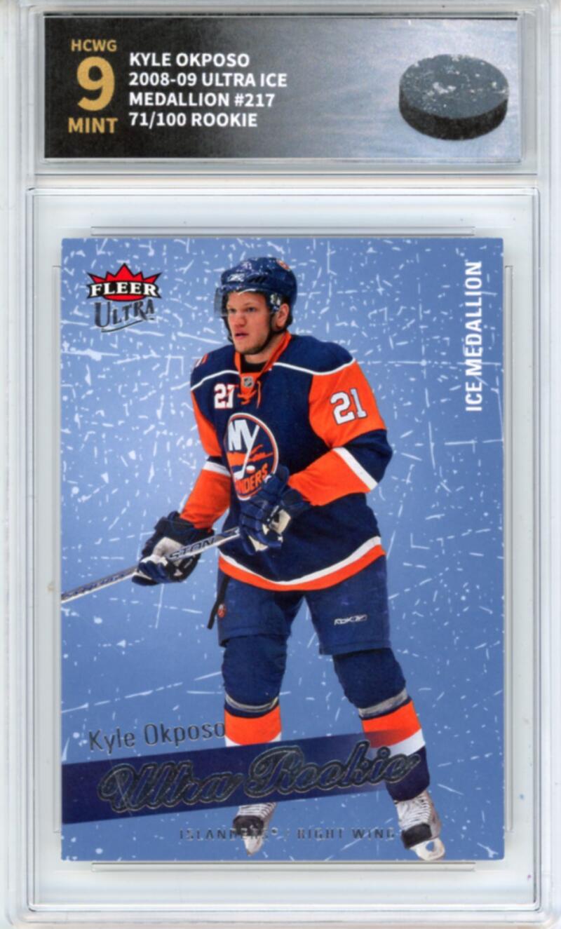 2008-09 Ultra Ice Medallion #217 Kyle Okposo 71/100 Rookie RC - Graded HCWG 9 Image 1