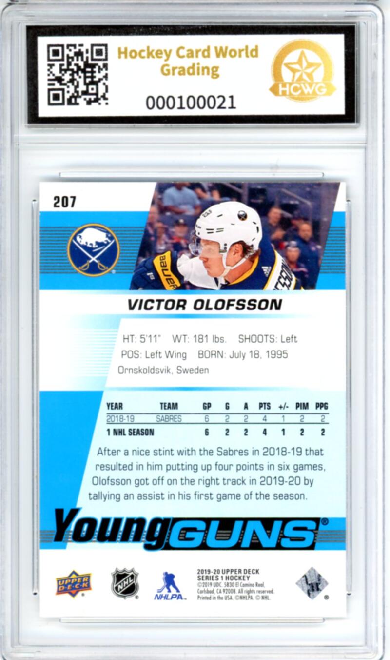 2019-20 Upper Deck #207 Victor Olofsson Young Guns RC - Graded HCWG 9 Image 2