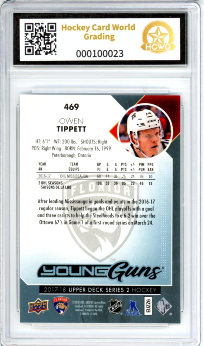 2017-18 Upper Deck #469 Owen Tippett Young Guns RC - Graded HCWG 9 Image 2