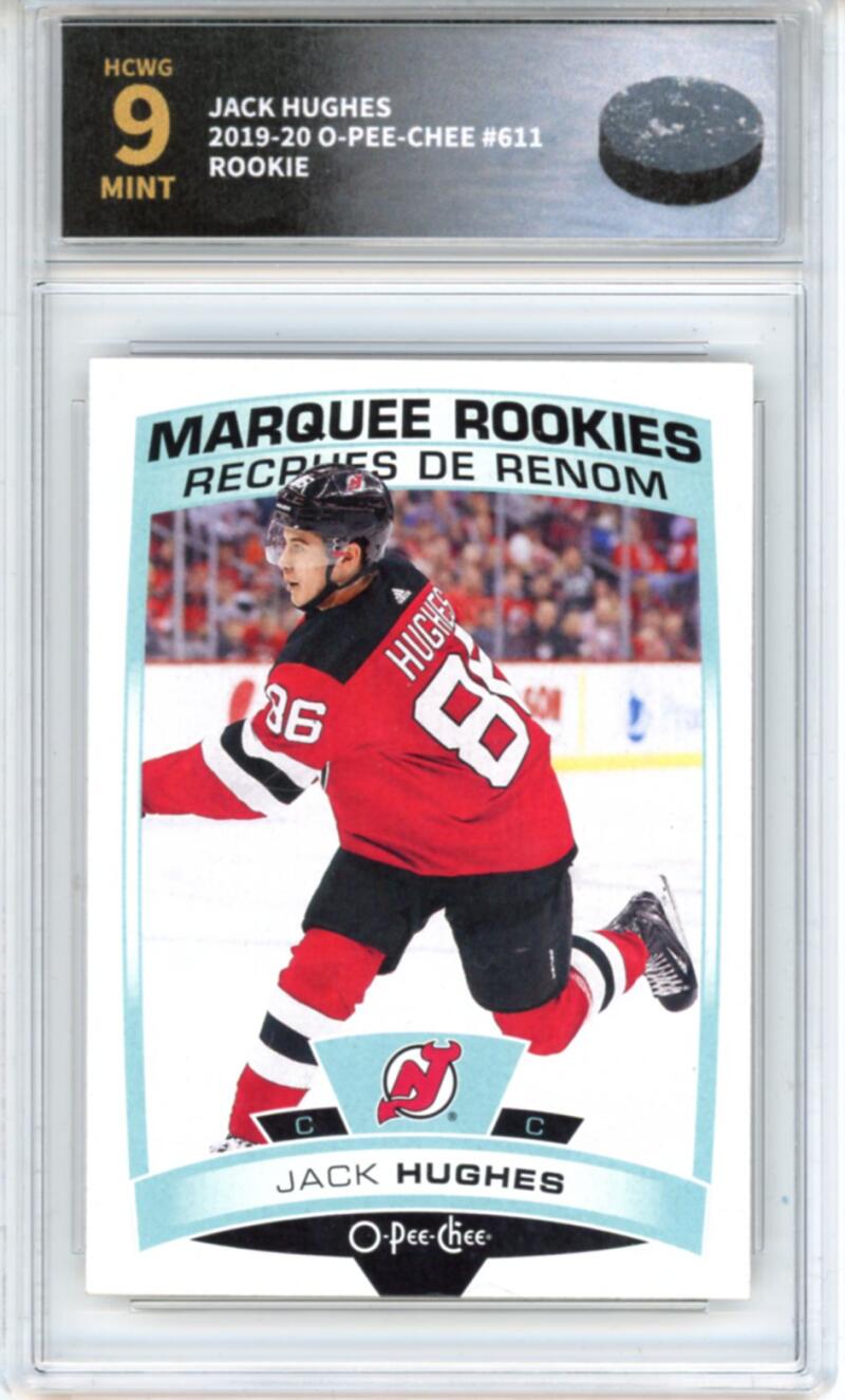 2019-20 O-Pee-Chee #611 Jack Hughes Rookie RC - Graded HCWG 9 Image 1
