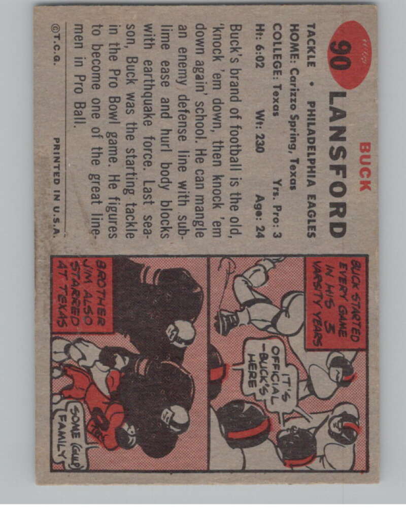 1957 Topps #90 Buck Lansford Philadelphia Eagles 101018 Image 2