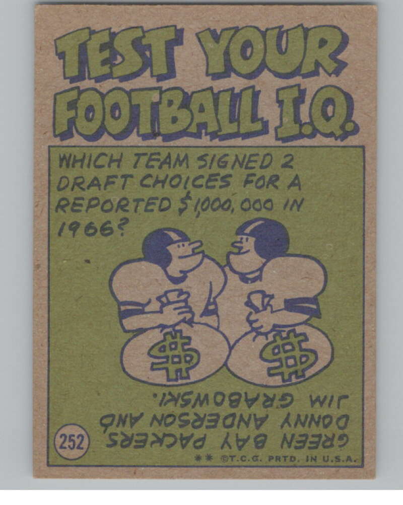 1972 Topps #252 George Farmer IA Chicago Bears 101128 Image 2