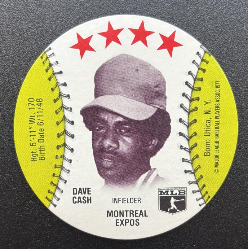 1976 MSA Buckmans Zipâz Discs Dave Cash Baseball Montreal Expos Image 1