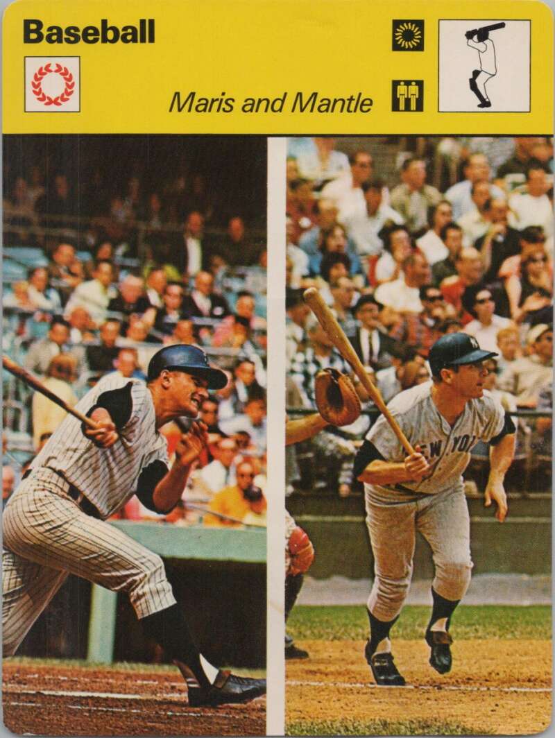 1977 Sportscaster #716 Roger Maris / Mantle Baseball Photo Card Image 1