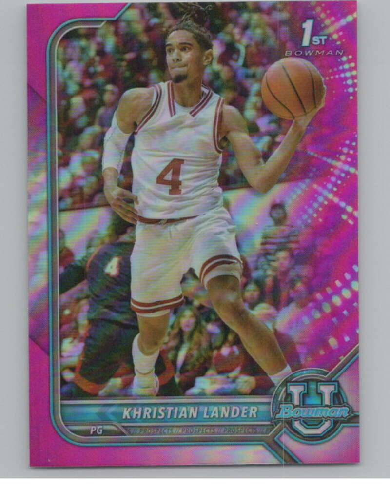 2021-22 Bowman University Chrome Refractor Pink #17 Khristian Lander V101201 Image 1