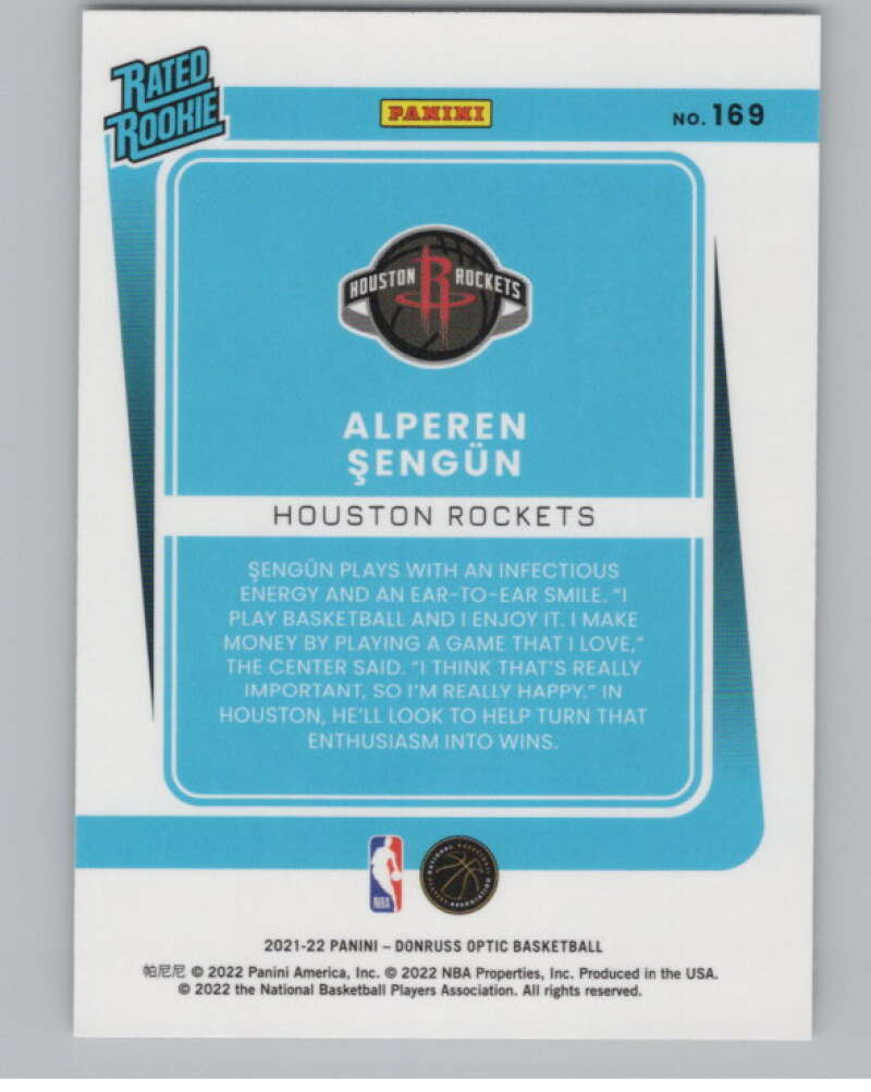 2021-22 Donruss Optic #169 Alperen Sengun Rated RC Rookie Rockets V101382 Image 2